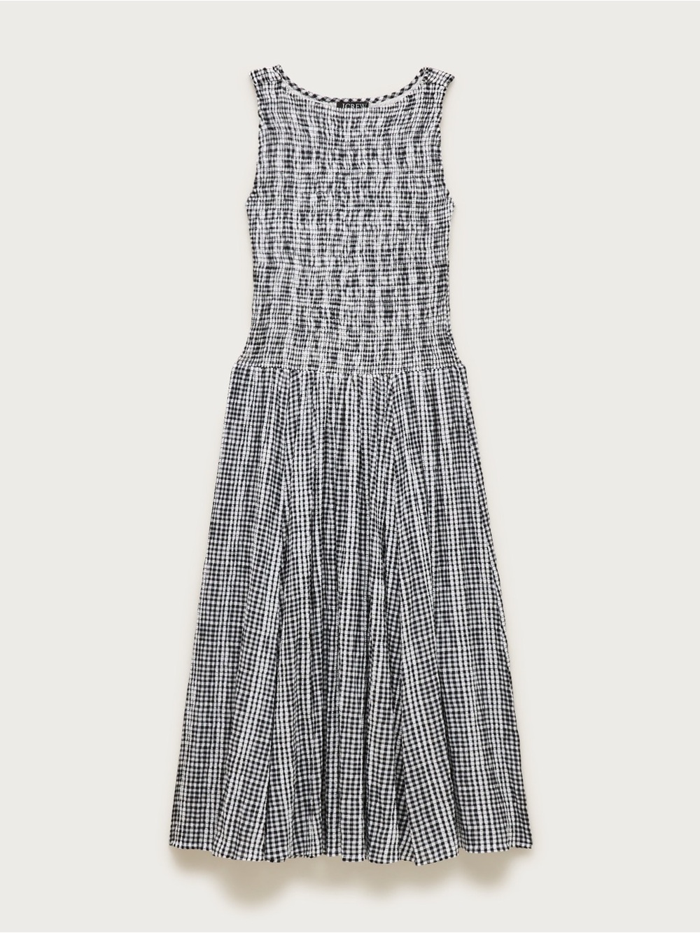 J.Crew Lina Smocked Midi Dress in Black and White Gingham